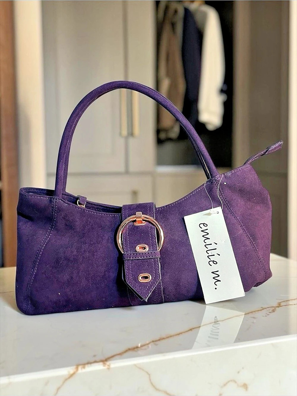 emilie m. Purple Faux Suede Tote New With Tags